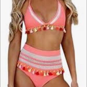 Cocoship Bikini W/ tassel Orange size 4